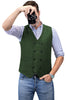 Tiavllya Tiavllya Men's Casual Double Breasted Tweed Herringbone V Neck Waistcoat