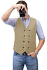 Tiavllya Tiavllya Men's Casual Double Breasted Tweed Herringbone V Neck Waistcoat