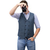 Tiavllya Tiavllya Men's Casual Double Breasted Tweed Herringbone V Neck Waistcoat