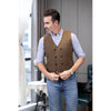 Tiavllya Tiavllya Men's Casual Double Breasted Tweed Herringbone V Neck Waistcoat