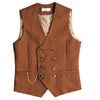Tiavllya Tiavllya Men's Casual Double Breasted Tweed Herringbone V Neck Waistcoat