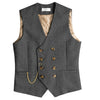 Tiavllya Tiavllya Men's Casual Double Breasted Tweed Herringbone V Neck Waistcoat