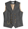 Tiavllya Tiavllya Men's Casual Double Breasted Tweed Herringbone V Neck Waistcoat