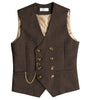Tiavllya Tiavllya Men's Casual Double Breasted Tweed Herringbone V Neck Waistcoat