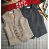 Tiavllya Tiavllya Men's Casual Double Breasted Tweed Herringbone V Neck Waistcoat