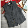 Tiavllya Tiavllya Men's Casual Double Breasted Tweed Herringbone V Neck Waistcoat
