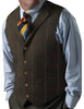 Tiavllya Tiavllya Men's Casual Slim Fit Plaid Tweed Herringbone Notch Lapel Waistcoat
