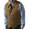 Tiavllya Tiavllya Men's Casual Slim Fit Plaid Tweed Herringbone Notch Lapel Waistcoat