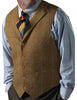 Tiavllya Tiavllya Men's Casual Slim Fit Plaid Tweed Herringbone Notch Lapel Waistcoat