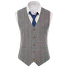 Tiavllya Tiavllya Men's Casual Slim Fit Plaid Tweed V Neck Waistcoat