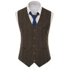 Tiavllya Tiavllya Men's Casual Slim Fit Plaid Tweed V Neck Waistcoat