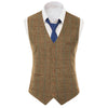 Tiavllya Tiavllya Men's Casual Slim Fit Plaid Tweed V Neck Waistcoat