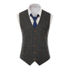 Tiavllya Tiavllya Men's Casual Slim Fit Plaid Tweed V Neck Waistcoat