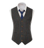 Tiavllya Tiavllya Men's Casual Slim Fit Plaid Tweed V Neck Waistcoat