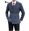 Tiavllya Tiavllya Men's Casual Tweed Double Breasted Notch Lapel Blazer