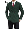 Tiavllya Tiavllya Men's Casual Tweed Double Breasted Notch Lapel Blazer