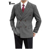 Tiavllya Tiavllya Men's Casual Tweed Double Breasted Notch Lapel Blazer