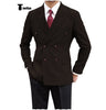 Tiavllya Tiavllya Men's Casual Tweed Double Breasted Peak Lapel Blazer