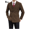 Tiavllya Tiavllya Men's Casual Tweed Double Breasted Peak Lapel Blazer