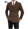 Tiavllya Tiavllya Men's Casual Tweed Double Breasted Peak Lapel Blazer