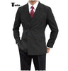 Tiavllya Tiavllya Men's Casual Tweed Double Breasted Peak Lapel Blazer