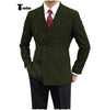 Tiavllya Tiavllya Men's Casual Tweed Double Breasted Peak Lapel Blazer