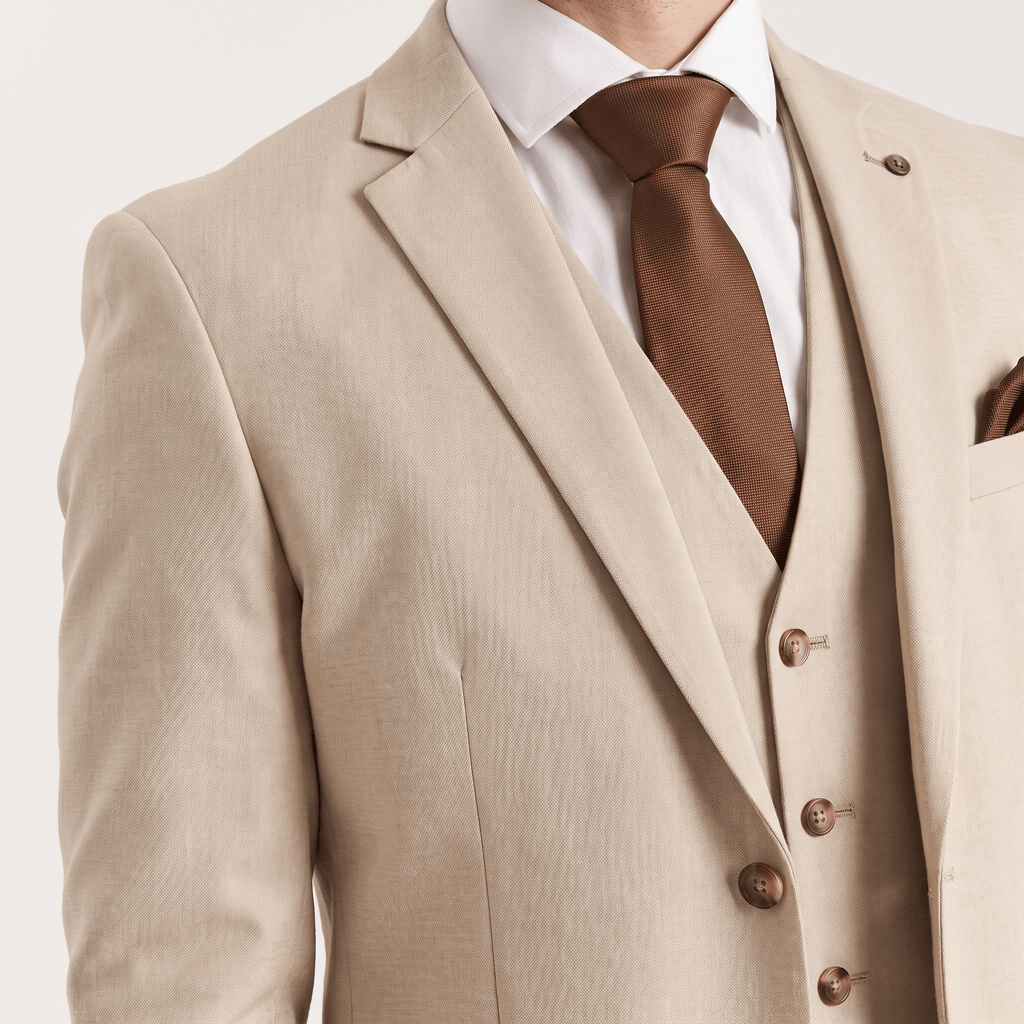 Tiavllya Tiavllya Men's Champagne Suit 3 Piece Formal Suit