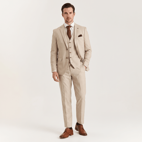 Tiavllya Tiavllya Men's Champagne Suit 3 Piece Formal Suit
