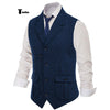Tiavllya Tiavllya Men's Classic Tweed Herringbone Notch Lapel Waistcoat