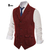 Tiavllya Tiavllya Men's Classic Tweed Herringbone Notch Lapel Waistcoat
