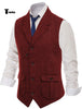 Tiavllya Tiavllya Men's Classic Tweed Herringbone Notch Lapel Waistcoat