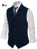 Tiavllya Tiavllya Men's Classic Tweed Herringbone Notch Lapel Waistcoat