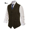 Tiavllya Tiavllya Men's Classic Tweed Herringbone Notch Lapel Waistcoat