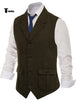 Tiavllya Tiavllya Men's Classic Tweed Herringbone Notch Lapel Waistcoat