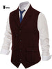 Tiavllya Tiavllya Men's Classic Tweed Herringbone Notch Lapel Waistcoat