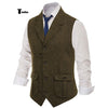 Tiavllya Tiavllya Men's Classic Tweed Herringbone Notch Lapel Waistcoat