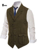 Tiavllya Tiavllya Men's Classic Tweed Herringbone Notch Lapel Waistcoat