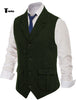 Tiavllya Tiavllya Men's Classic Tweed Herringbone Notch Lapel Waistcoat