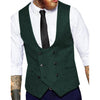 Tiavllya Tiavllya Men's Double Breasted Tweed Herringbone U Neck Waistcoat
