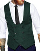 Tiavllya Tiavllya Men's Double Breasted Tweed Herringbone U Neck Waistcoat