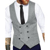 Tiavllya Tiavllya Men's Double Breasted Tweed Herringbone U Neck Waistcoat