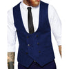 Tiavllya Tiavllya Men's Double Breasted Tweed Herringbone U Neck Waistcoat