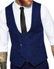 Tiavllya Tiavllya Men's Double Breasted Tweed Herringbone U Neck Waistcoat