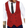 Tiavllya Tiavllya Men's Double Breasted Tweed Herringbone U Neck Waistcoat