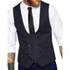 Tiavllya Tiavllya Men's Double Breasted Tweed Herringbone U Neck Waistcoat