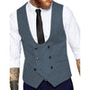 Tiavllya Tiavllya Men's Double Breasted Tweed Herringbone U Neck Waistcoat