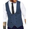 Tiavllya Tiavllya Men's Double Breasted Tweed Herringbone U Neck Waistcoat