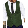 Tiavllya Tiavllya Men's Double Breasted Tweed Herringbone U Neck Waistcoat