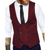 Tiavllya Tiavllya Men's Double Breasted Tweed Herringbone U Neck Waistcoat