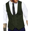 Tiavllya Tiavllya Men's Double Breasted Tweed Herringbone U Neck Waistcoat